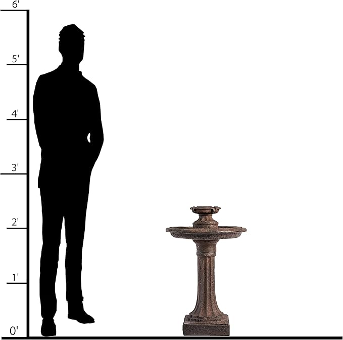 XBrand 28" Tiered Freestanding Classic Bird Bath Outdoor Water Fountain with Auto Shut-Off Pump, Brown