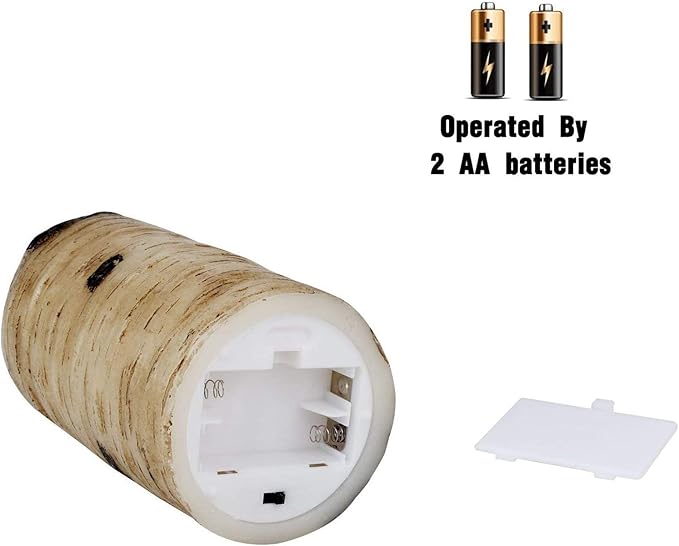 AKU TONPA Birch Bark Effect Flameless Candles Battery Operated Pillar Real Wax Flickering Electric LED Candle Sets with Remote Control Cycling 24 Hours Timer, 4" 5" 6" Pack of 3