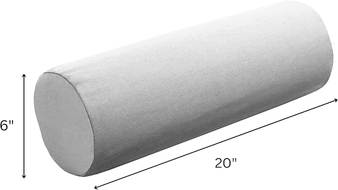 Cushion Source 20" x 6" Sunbrella Bolster Pillow, Indoor/Outdoor Decorative Support Pillow, Fade and Water Resistant, Sunbrella Canvas Granite