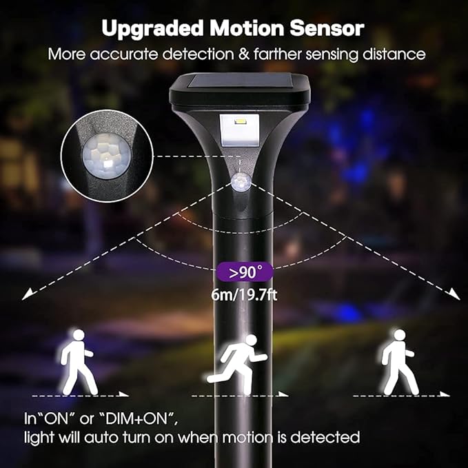 AURAXY Solar Outdoor Lights with Motion Sensor – Waterproof LED Pathway Lights for Yard, Garden, Walkway, Driveway – Auto On/Off, Easy Installation (4 Pack)