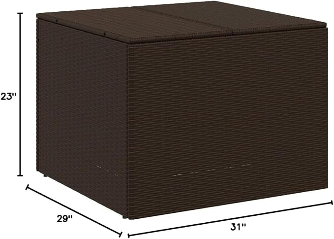 Outdoor Storage Box 76.9 Gal Brown PE Rattan Garden Deck Box with Water-Resistant Bag for Patio Furniture Pool Toys Cushions Storage