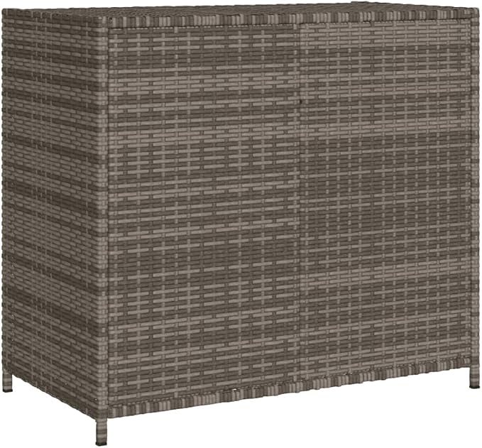 Wicker Outdoor Storage Cabinet with Two Doors, Freestanding Outdoor Patio Storage Unit, Rattan Deck Box, Gray 32.7"x17.7"x29.9" Poly Rattan, -84