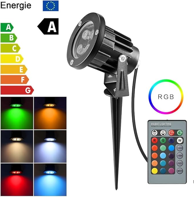 OurLeeme Lawn Flood Light Stake, RGB Spot Lights,8W Outdoor LED Flood Light Waterproof Garden Yard Lights with Remote Control,2-in 1 Landscaping Spotlights for Patio,Pathway, Driveway 85-265V (1 Pc)