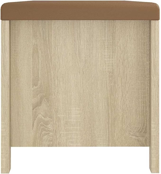 Storage Box with Cushion Sonoma Oak Storage Bench, 41.3"x15.7"x17.7", Engineered Wood Trunk with Thickly Padded Seat for Sitting and Storing Clothes Toys Books