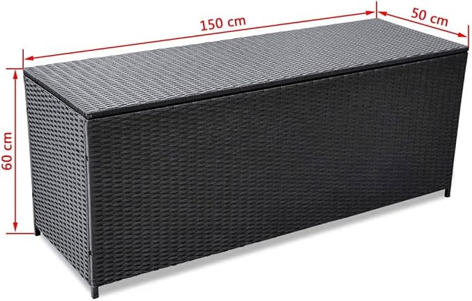 Patio Storage Box,outdoor cushion storage,box,patio furniture,for Patio, Lawn, Backyard, Outdoor, Black 59"x19.7"x23.6" Poly Rattan