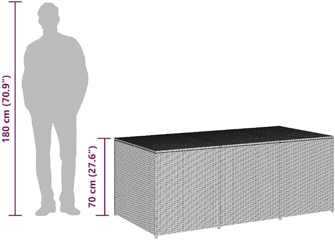 Large Outdoor Garden Storage Box, Weather-Resistant PE Rattan Deck Box for Patio Cushions, Blankets, and Tools, Durable Rectangular Deck Storage Container, Brown