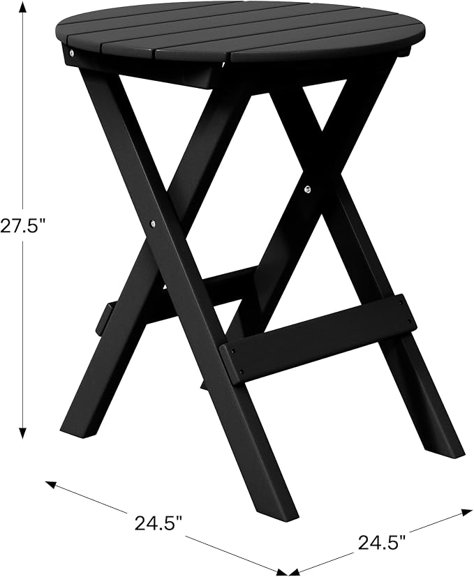 WestinTrends Malibu HDPE Outdoor 24.5 Inch Round Portable Folding Patio Dining Table, Sand