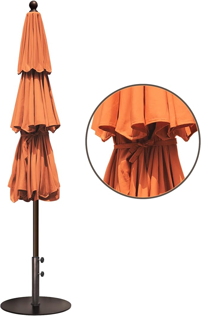 EliteShade USA 10-Year-Non-Fading 11ft 3-Tier Market Patio Umbrella, Commercial Grade Outdoor Table Umbrella with Crank Open, Windproof & UPF 50+ UV Protection, Heavy Duty Ventilation for Garden, Deck, Pool, Backyard, Beach & Bistro, No Tilt, Rust