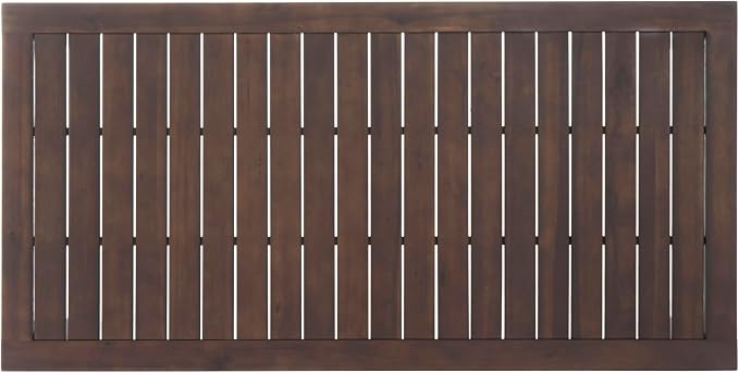 roomfitters 3-Piece Outdoor Courtyard Dining Set, Solid Wood Slatted Table and 2 Benches for Patio Garden, Dark Brown