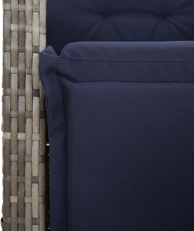 Backyard Furniture Patio Conversation Sets Outdoor Seating 7 Piece Patio Dining Set with Cushions Gray Poly Rattan Suitable for Gardens, Balconies, Decks