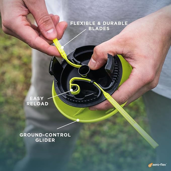 Aero-Flex Snap & Trim Trimmer Head Replacement with 16 Flexible Blades, Ground Control Glider, Compatible with Worx Auto-Feed String Trimmers, Made in USA