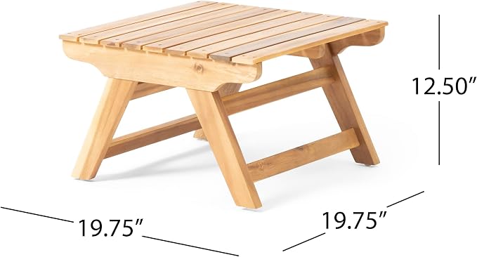 Christopher Knight Home Outdoor Acacia Wood 4 Seater Chat Set with Side Table and Coffee Table, Teak and White