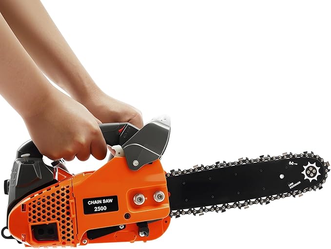 12 Inch Top Handle Gas Chainsaw, 25.4CC 2-Cycle Handheld Mini Gas Chainsaw Cordless Gas Powered Chainsaw Arborist Chainsaw for Forest, Wood, Garden and Farm Cutting