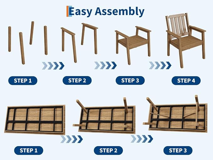 GarveeLife Outdoor Dining Chairs Set of 4, HDPE Patio Chairs 650LBS Capacity All-Weather Yard Armchair with Slatted Seat, 23.9" Wide Heavy Duty Modern Backyard Furniture for Garden, Poolside, Deck