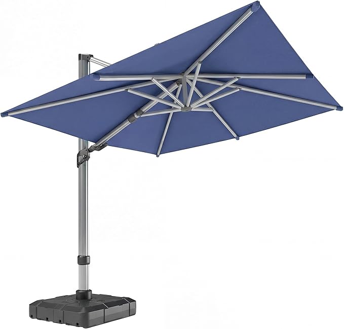 LAUSAINT HOME Cantilever Patio Umbrella, 360° Rotating Offset Umbrella with Aluminum Frame, Large Square Sunshade for Backyard, Pool, Deck, Lawn (Square, Khaki)