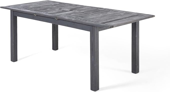 Christopher Knight Home Elmar Outdoor 7 Piece Wood and Wicker Expandable Dining Set, Dark Gray and Dark Gray and Gray
