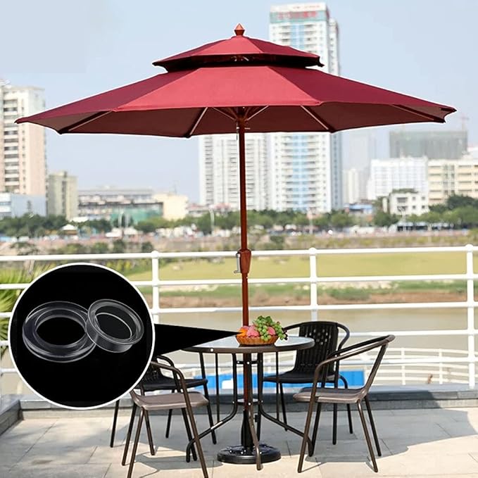 Prudiut 2 Inch Silicon Patio Table Umbrella Hole Ring for Standard Table Hole, 2 Set Umbrella Hole Ring Plug and Cap Set, Outdoor Patio Umbrella Plug for Patio Table