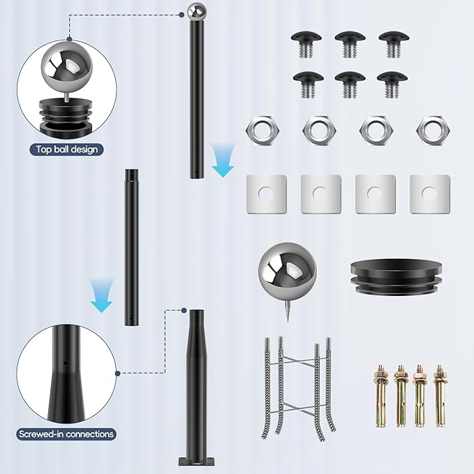 Street Light Pole 10Ft Tall, Street Lamp Post for Outdoor Lighting Fixtures with Two Types of Ground Mounting Brackets, Outdoor Light Pole for Parking Lot, Patio, Street, Backyard, Exterior House