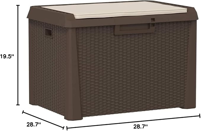 Garden Storage Box Brown Polypropylene (PP) Large Outdoor Storage Chest Deck Box for Garden Patio