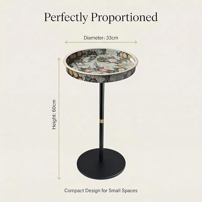 Gesodant Boho Single Leg Round Side Table with Tray Top, Pedestal Drink Table for Small Spaces, Aesthetic Accent Nightstand for Living Room, Bedroom, Corners, and Office (Daisy)