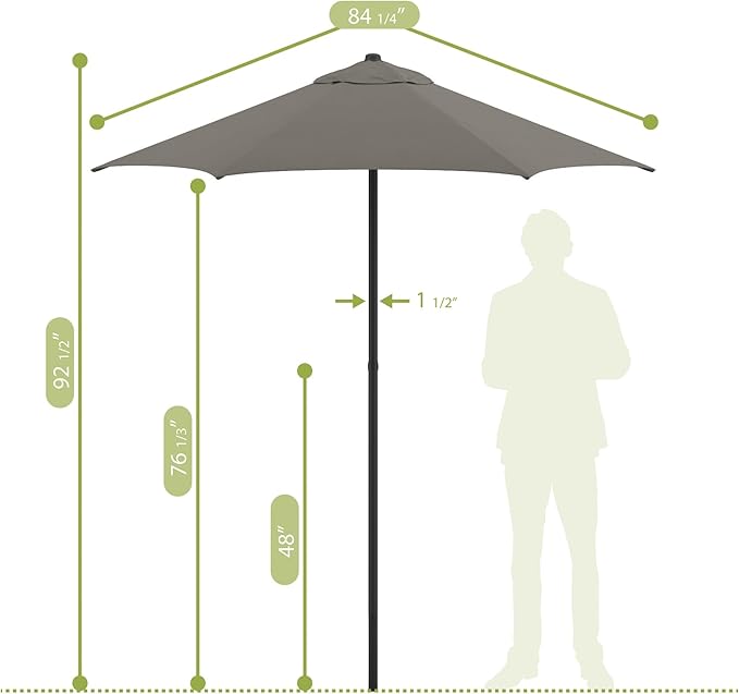 Sunline 7.5 ft Patio Umbrella with Crank & Push Button Tilt, Outdoor Market Umbrella with UV Protection & Wind Vent, Metal Frame for Deck, Pool & Table, Taupe