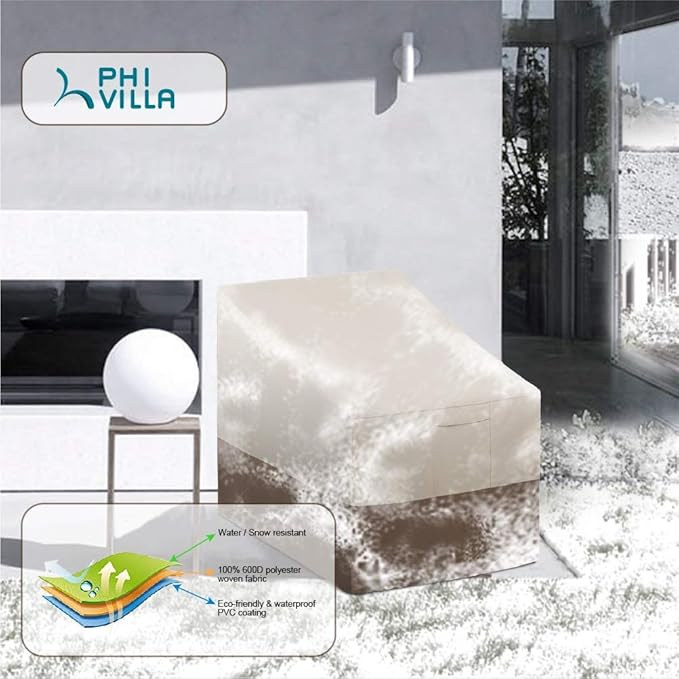 PHI VILLA Patio Chair Covers Set of 2, Outdoor Furniture Cover Waterproof & Heavy Duty Deep Seating Lounge Chair Cover for Deck Lawn Garden, Medium, W31 x D38 x H31