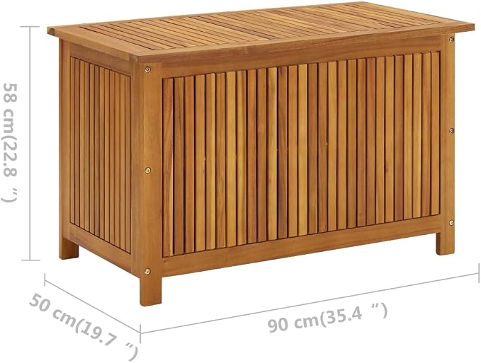 Patio Storage Box,Outdoor Storage Box, Deck Box, Patio Storage,With water-resistant lining,With ample storage space, 35.4"x19.7"x22.8" Solid Acacia Wood