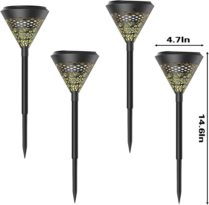 twinkya 4 Pack Solar Lights Outdoor Waterproof Decorative Solar Garden Lights for Outside Bright Led Metal Solar Powered Pathway Landscape Light for Yard Path Backyard Walkway Sidewalk Patio Decor