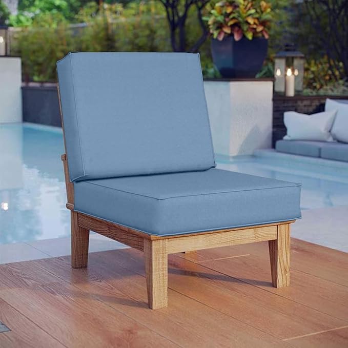 Covers & All Square Outdoor Cushion Covers for Patio Furniture Sets, Water, Tear & UV Resistant Polyester Cushion Slipcover with Zippers (Pack of 2) (24" L x 24" W x 4" Thick, Sky Blue)