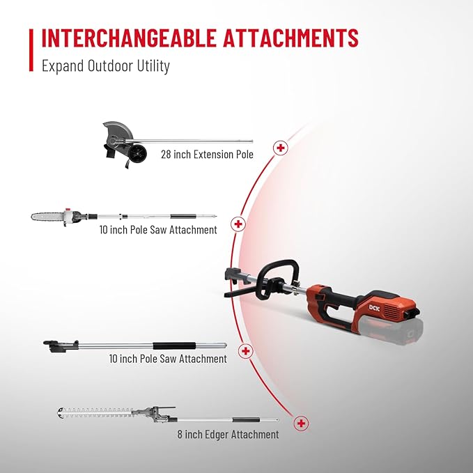 DCK Powerful String Trimmer & Edger - 15-Inch Telescopic Carbon Fiber Straight Shaft Cordless Weed Wacker with Wrench and Shoulder Strap (Tool Only)