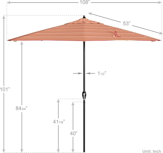 California Umbrella 12-Year Protection 9' Rd Aluminum Patio Umbrella, Crank Lift, Auto Tilt, Black Finish, Sunbrella Dolce Mango