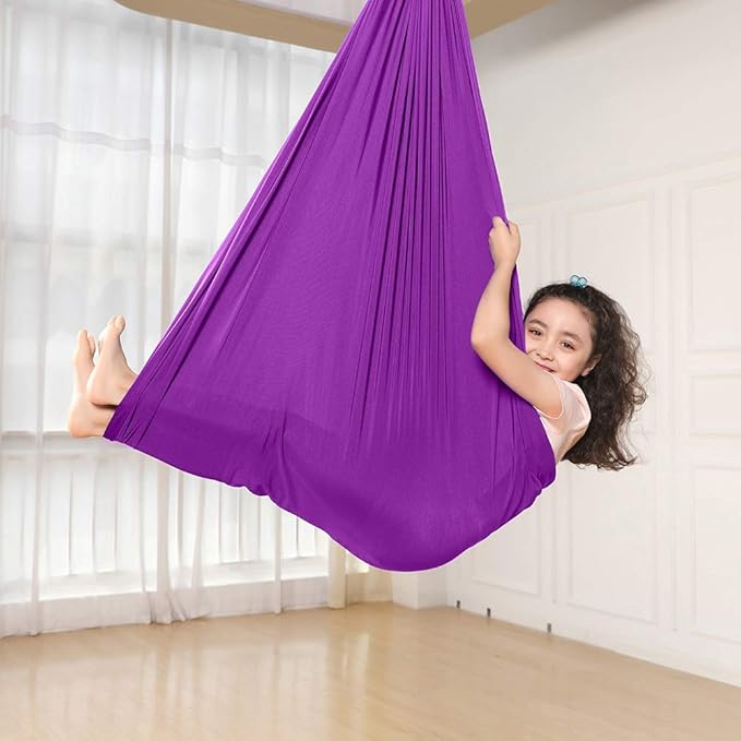 JIAN YA NA Therapy Swing for Kids Home Child Hammock Chair for Special Needs Swing Pod Outdoor Indoor Hanging Seat Hammocks (1.5 m Wide, Purple)