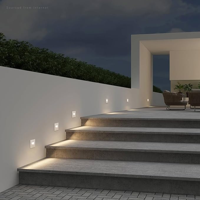LEONLITE 5CCT 120V LED Step Lights, 3.5W 150LM 5%-100% Dimmable Indoor Outdoor Waterproof Vertical Stair Light, 2700K/3000K/3500K/4000K/5000K Selectable, CRI90, ETL, Aluminum, White, Pack of 6