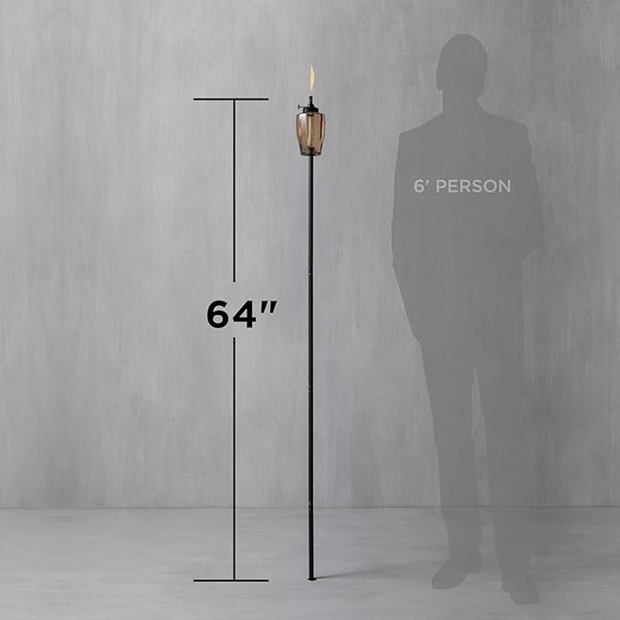 TIKI Adjustable Flame 64" Glass Torch – Pink Decorative Lighting for Outdoor Lawn, Patio & Garden | Includes Snuffer & Long-Lasting Wick | Weather-Resistant Design
