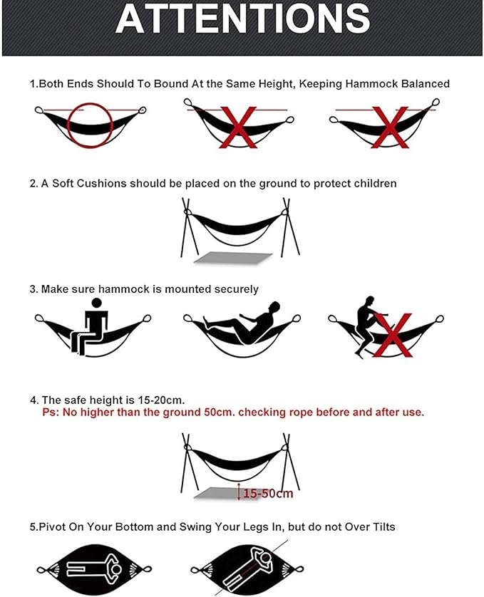 Camping Hammock Bed Camping Hammock with Stand Home Indoor and Outdoor Portable Detachable Folding Swing for Ideal for Beach Travel Hammock Swing (Color : 5)
