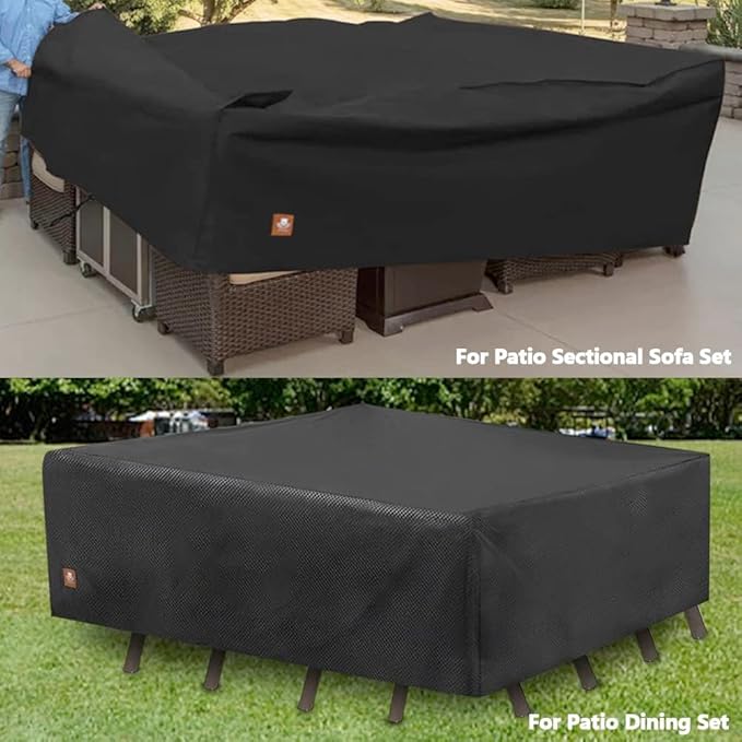 ClawsCover 5-6 Pieces Patio Furniture Sets Covers Waterproof,4 Seater Wicker Rattan Outdoor Sectional Couch Sofa Cover,Fadeless Tearproof Patio Table Set Cover,Rectangle,85Lx59Wx25H Inch
