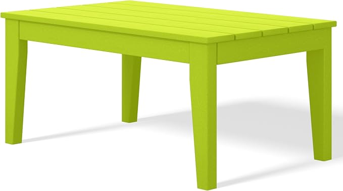 Costaelm Adirondack Outdoor Coffee Table, HDPE Drink Table Weather Resistant, Patio Porch Accent Balcony Table Outdoor End Table for Pool, Seaside, Backyard, Lime