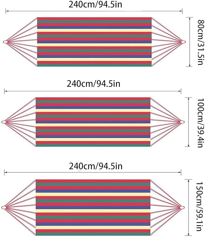 Double Hammock 2 Person Canvas for Patio Garden Backyard Outdoor and Indoor (Red, Blue)(Red240X80cm)