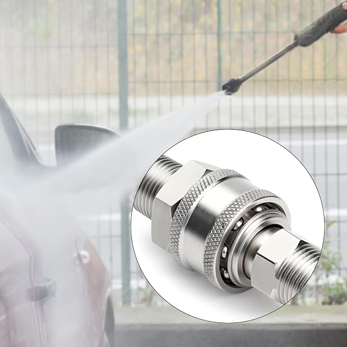 TAISHER 2PCS 304 Stainless Steel 3/8" Female NPT High Pressure Washer Quick Connect Coupler for Pressure Washing Gun Hose Accessories