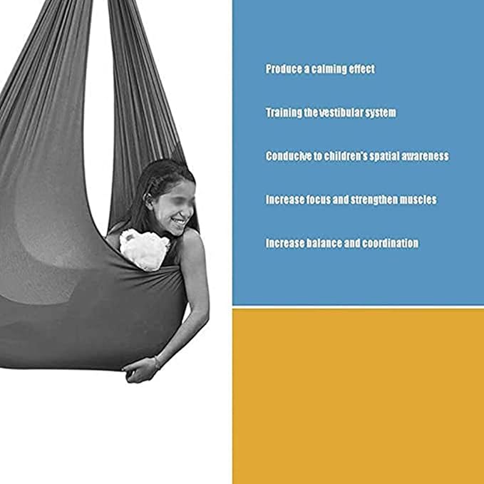 Indoor Therapy Snuggle Swing Hammocks Cuddle Hammock for Kids Child and Teens More Special Needs for Autism, ADHD, Aspergers and Sensory Integration Outdoor (Color : Gray, Size : 150 x 280 cm)