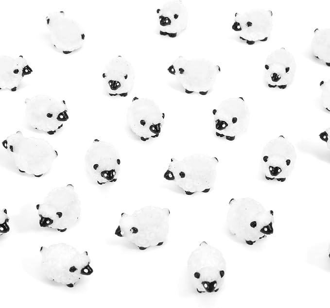 Guiqulai100pcs Mini Resin Sheep Figurines Garden Decor Ornaments(Black) | Cute Sheep In 4 Colors Perfect Indoor Outdoor Garden Landscape Potted Plant Dollhouse Decoration