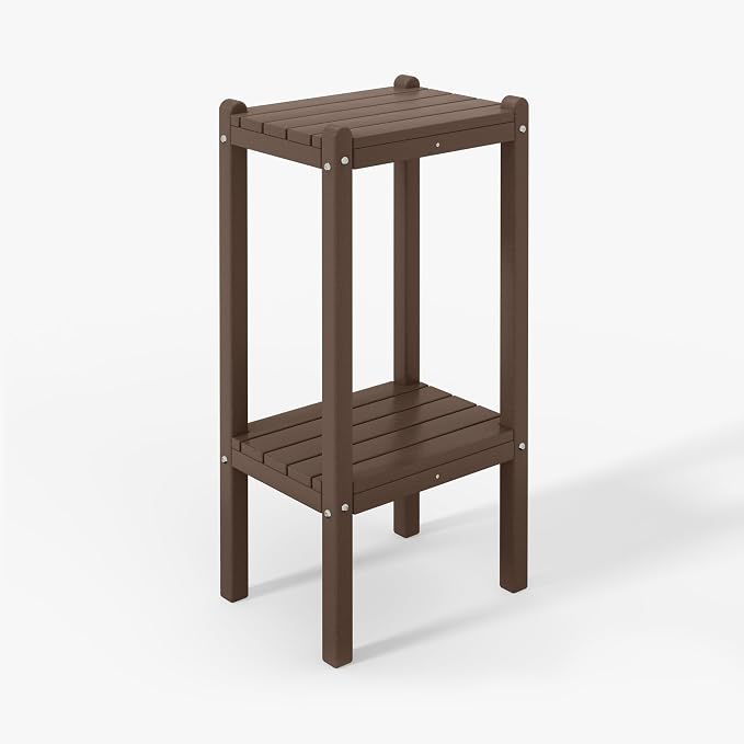 WestinTrends Malibu 36" Outdoor Adirondack HDPE 2-Tier Patio Side Table, Dark Brown