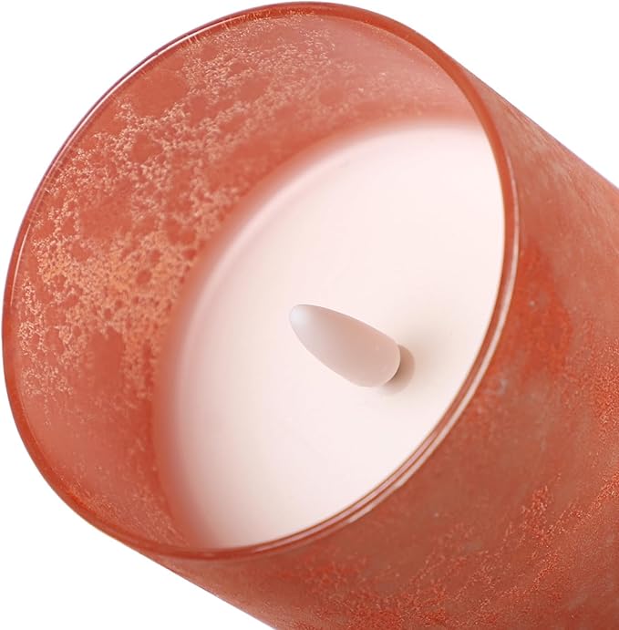 ANGELLOONG Orange Flameless Candles with Remote, Real Wax Battery Operated LED Pillar Candles for Christmas Decorations, Flickering Fake Fall Candles for Wedding Bathroom Kitchen Party Decor