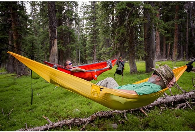 YUKON OUTFITTERS Outdoor Camping Patriot Hammock w/Tree Straps, Olive/Red