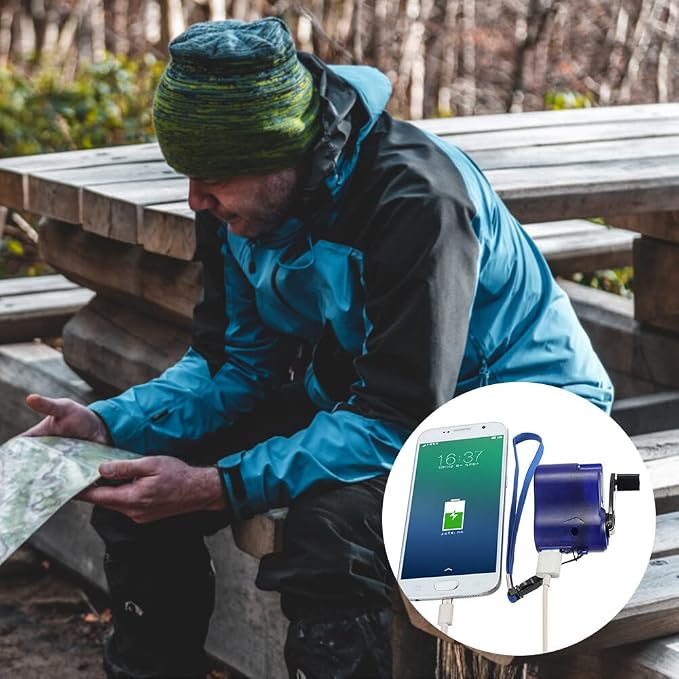 USB Hand Crank Charger, Portable Hand Crank Generator for Camping Outdoor Charging, Mobile Power
