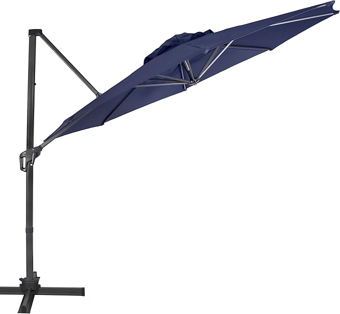 Sunnyglade 10Ft Cantilever Patio Umbrella, 360° Rotation & Integrated Tilting System Offset Umbrella with 8 Sturdy Ribs, Fade-resistant & Waterproof for Garden Backyard Poolside Deck