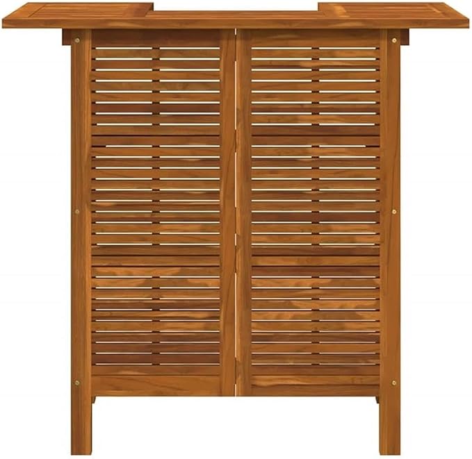 Pemberly Row Solid Acacia Wood Bar Table, 43.3 x 19.7 x 41.3 in, Oiled Brown Finish, Weather-Resistant Indoor/Outdoor Patio Table, Rustic Style for Dining and Entertaining
