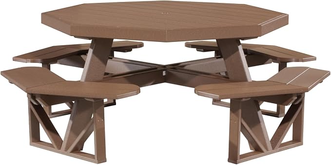 Furniture Barn USA Poly Lumber Octagon Picnic Table, Chestnut Brown