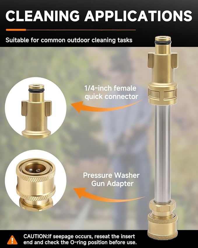 1/4" Quick Connect Pressure Washer Gun Adapter, Compatible with Portland 1750, DEWALT, Ryobi, Sun Joe Electric Power Washer, 1/4" Quick-Connect Fitting for Nozzle Tips & Foam Cannons