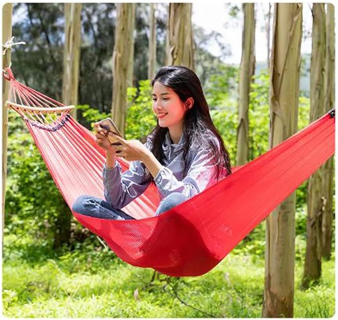 Outdoor Hammock Anti-Rollover Travel Camping Portable Hammock Hanging Chair Outdoor Portable Camping Travel Equipment (Color : Red, Size : 200 * 130cm)